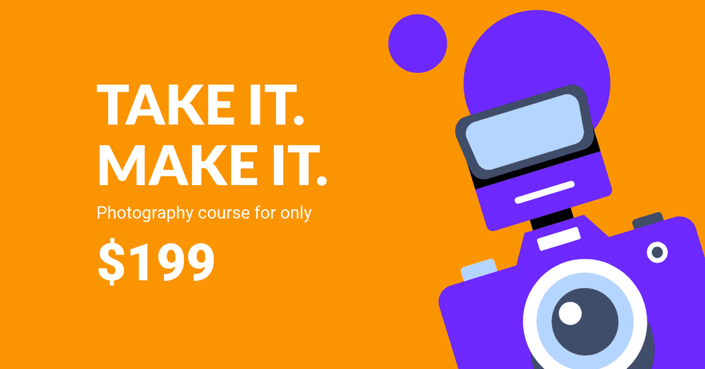 Take It Make It Photography Course Facebook Sponsored Message