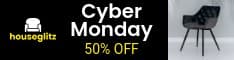 Cyber Monday Black Chair Discounts Half Banner
