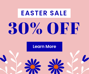 Easter Sale Blue Flower Illustration Inline Rectangle