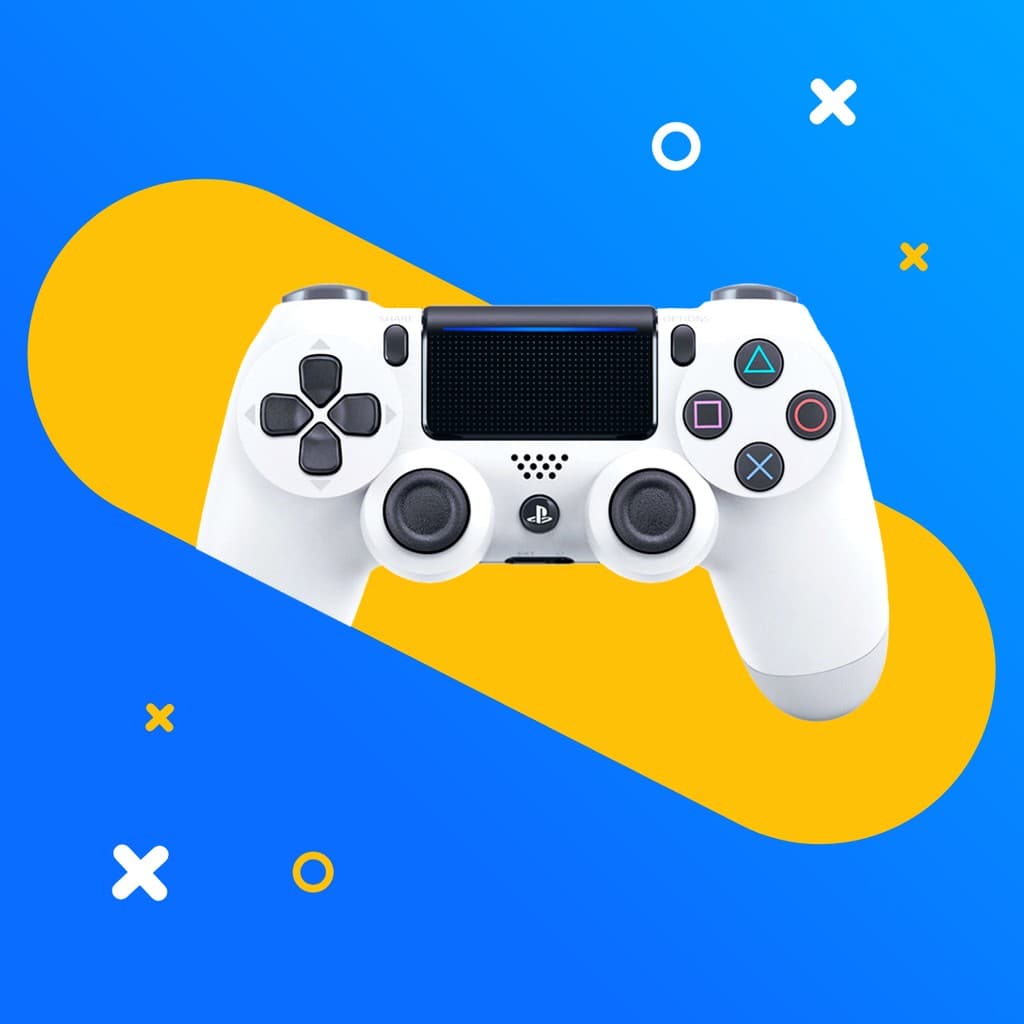 White Play Station Controller Gaming Responsive Square Responsive Square Art