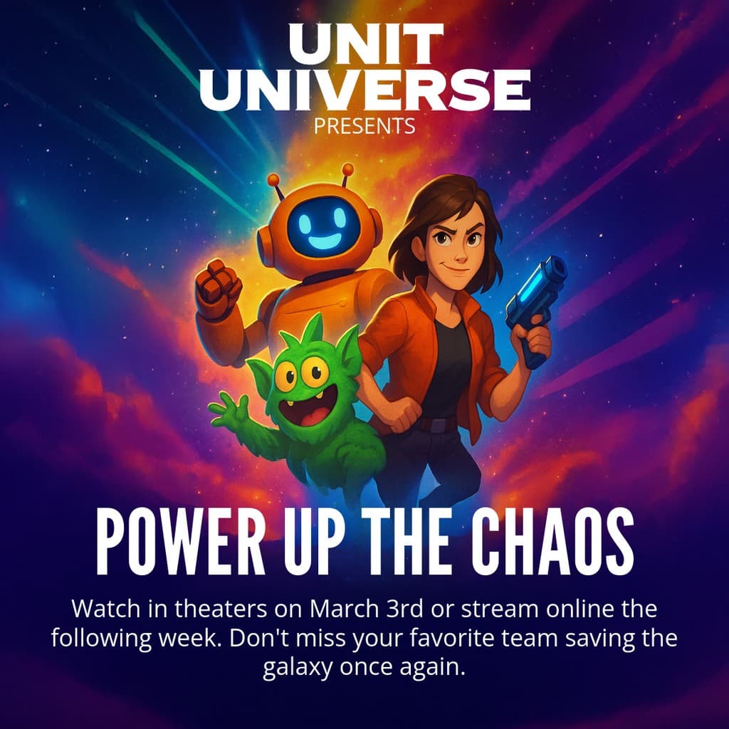 Power Up the Chaos Unit Universe Movie Animated Facebook Square Post