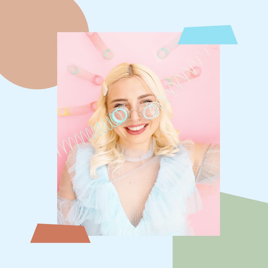 Cheerful Blond Girl Lifestyle Responsive Square Responsive Square Art