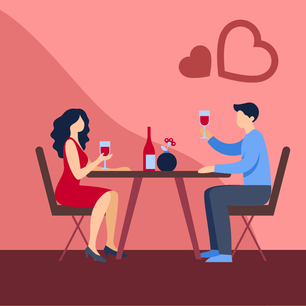 Romantic Illustration Date Valentine's Day Responsive Square Responsive Square Art