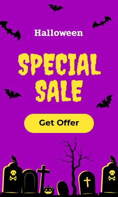 Purple Yellow Halloween Special Sale Vertical Rectangle