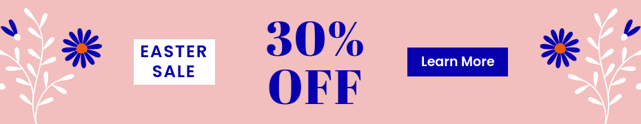 Easter Sale Blue Flower Illustration Top Banner