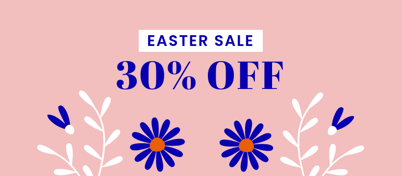Easter Sale Blue Flower Illustration Facebook Cover