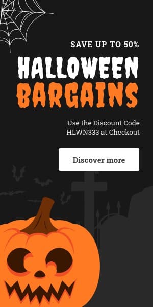 Halloween Bargains Cemetery Pumpkin Half Page