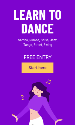 Learn to Dance with Free Entry Vertical Rectangle