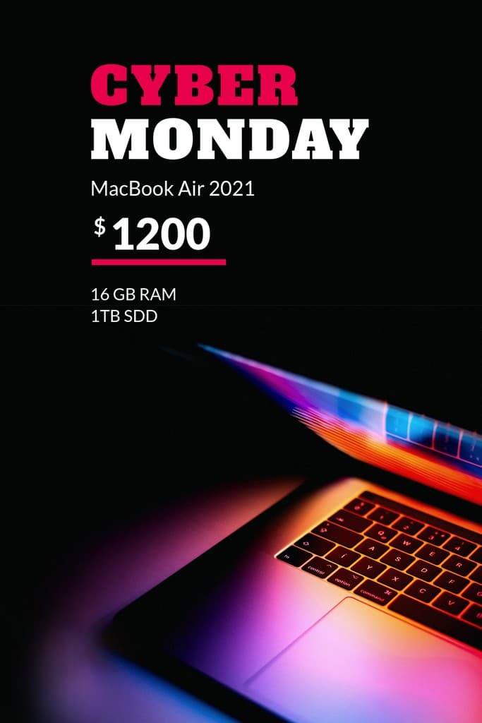 Cyber Monday Colorful MacBook Air Pinterest Pin Tall
