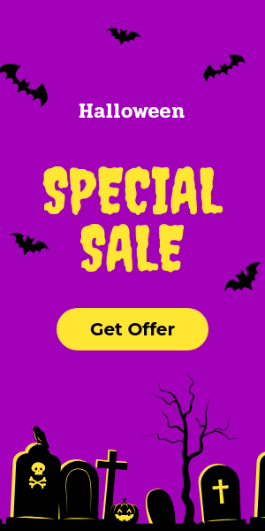 Purple Yellow Halloween Special Sale Half Page