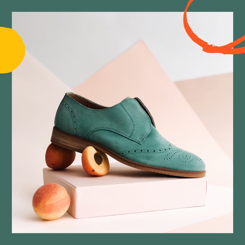Green and Peach Shoes Fashion Responsive Square Responsive Square Art