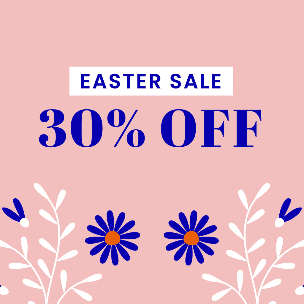 Easter Sale Blue Flower Illustration Facebook Square Post