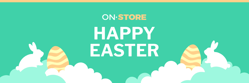 Happy Easter Bunny in Clouds X Header