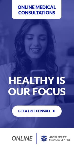 Blue Online Medical Consultations Half Page