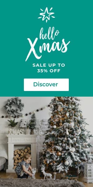 Hello Xmas Christmas Teal Sale Half Page