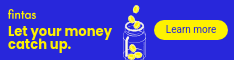 Let Your Money Catch Up Fintas Finance Animated Half Banner
