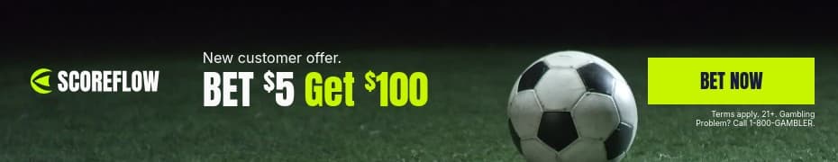 Bet Five Get Hundred Soccer Scoreflow Betting Video Top Banner