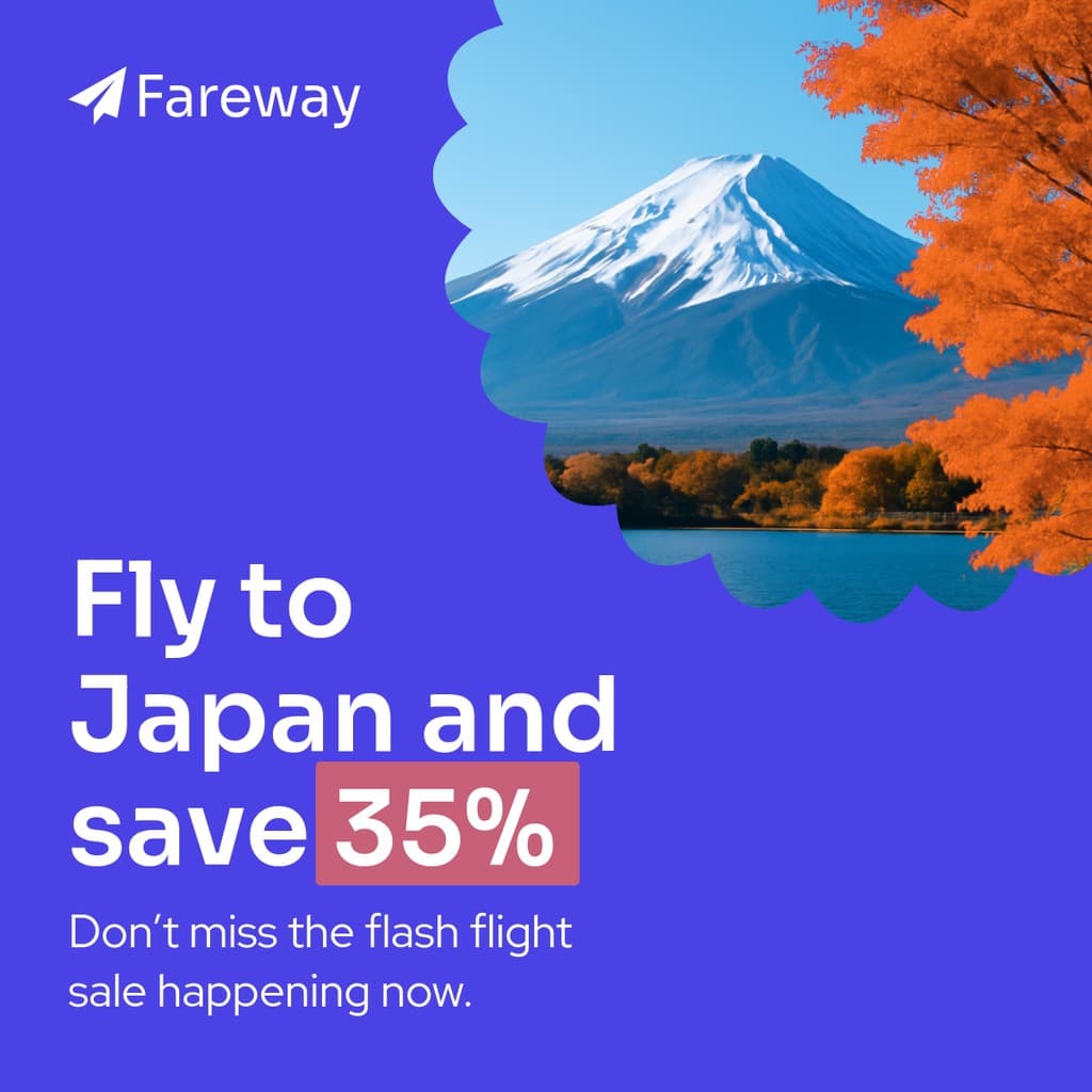 Fly to Japan and Save with Fareway Animated Facebook Square Post