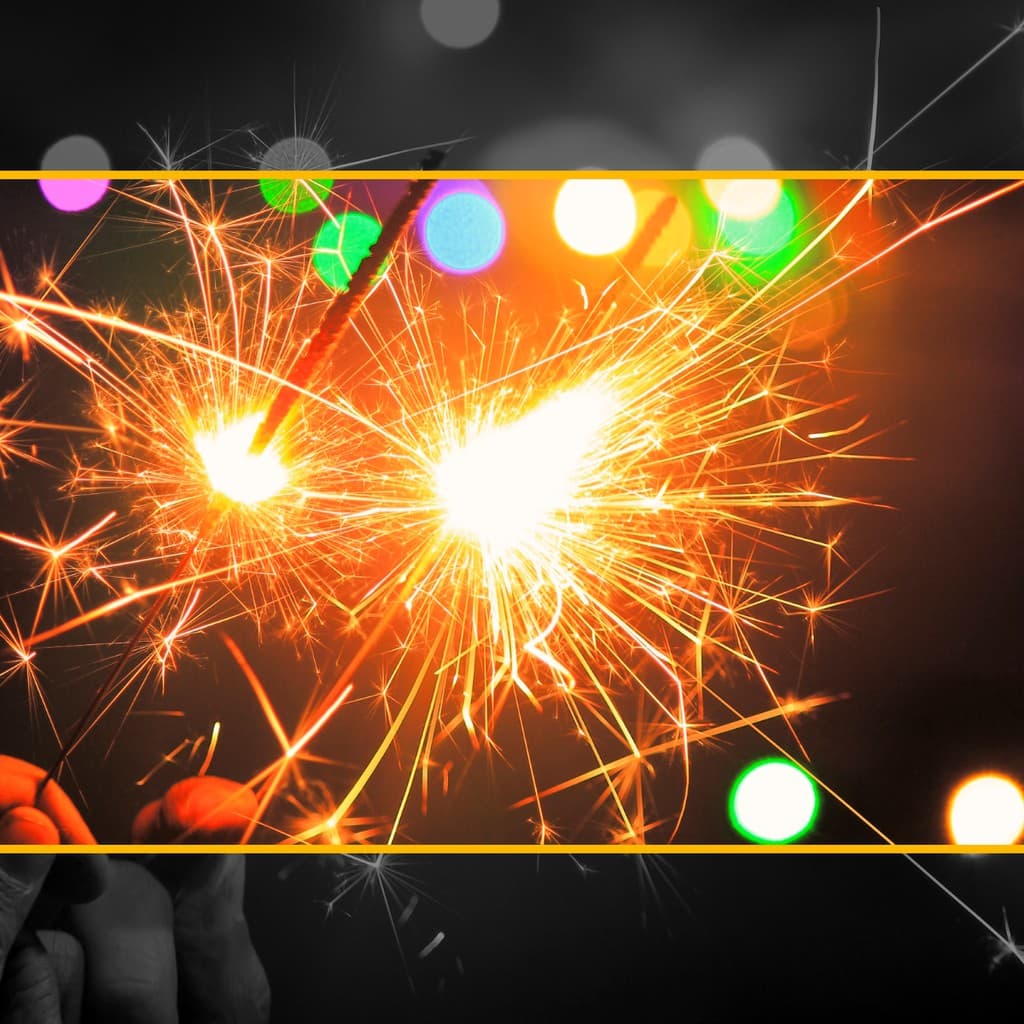 Colorful Sparklers New Year Responsive Square Responsive Square Art