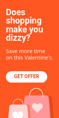 Valentine's Day Dizzy Shopping Vertical Banner