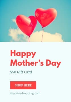 Mother's Day Hearth Balloons Gift Card Triple Widescreen