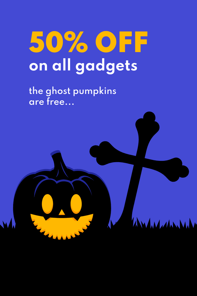 Gadget Sale with Free Ghost Pumpkins Pinterest Pin Tall
