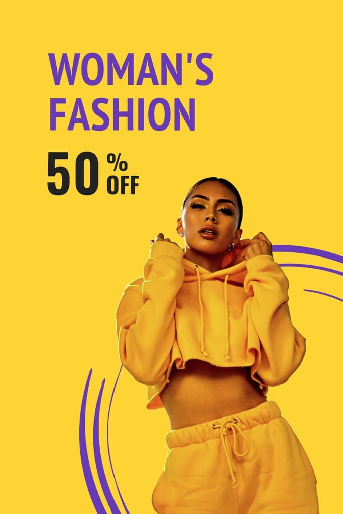 Yellow Purple Woman's Fashion Deal Pinterest Pin Tall