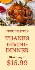 Thanksgiving Dinner Free Delivery Vertical Banner