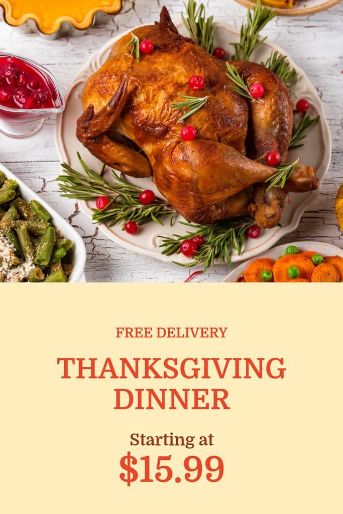Thanksgiving Dinner Free Delivery Pinterest Pin Tall