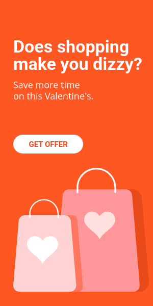 Valentine's Day Dizzy Shopping Half Page