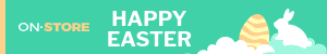 Happy Easter Bunny in Clouds Mobile Banner