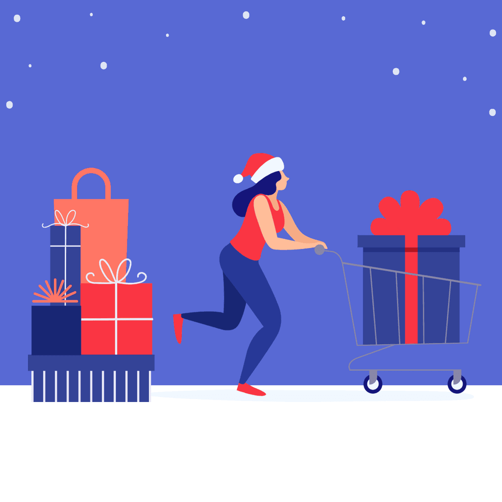 Run Shopping Illustration Boxing Day Responsive Square Responsive Square Art