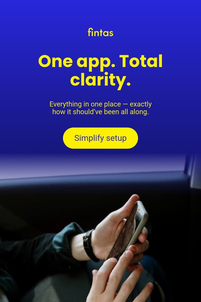 One App with Total Clarity Fintas Finance Animated Pinterest Pin Tall
