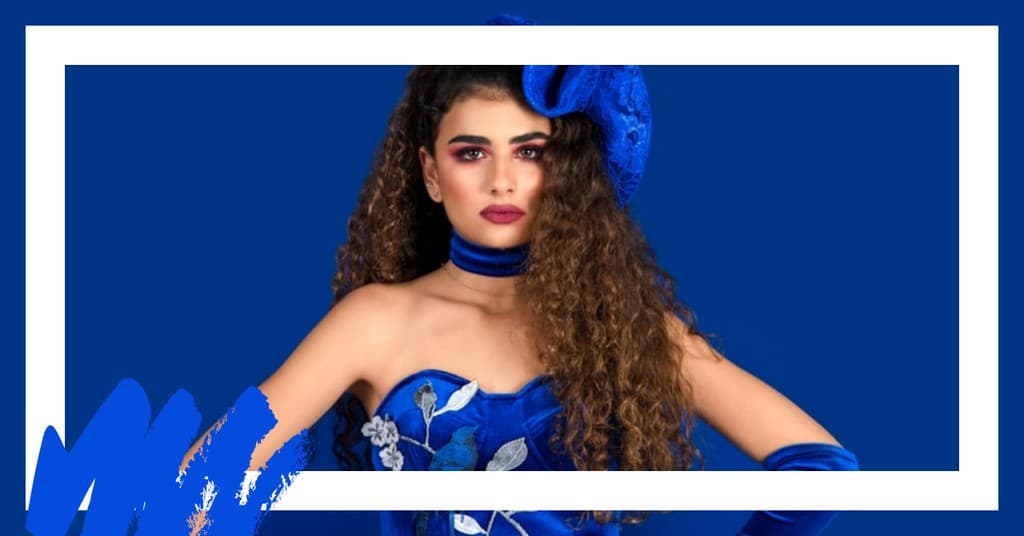 Elegant Blue Dress Woman Fashion Responsive Landscape Responsive Landscape Art