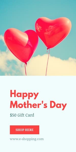 Mother's Day Hearth Balloons Gift Card Half Page