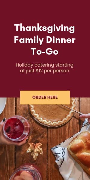 Thanksgiving Family Dinner To Go Half Page