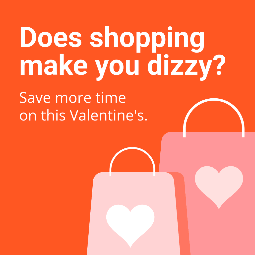 Valentine's Day Dizzy Shopping Facebook Square Post