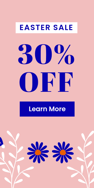 Easter Sale Blue Flower Illustration Half Page