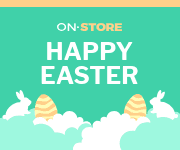 Happy Easter Bunny in Clouds Small Rectangle
