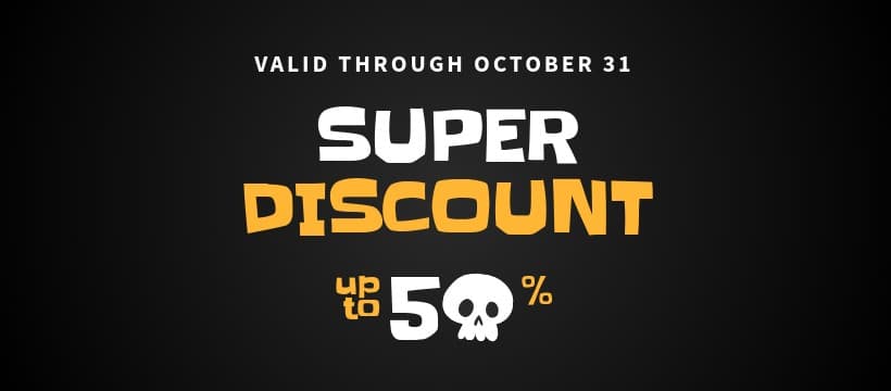 Black Halloween Skull Discount Facebook Cover