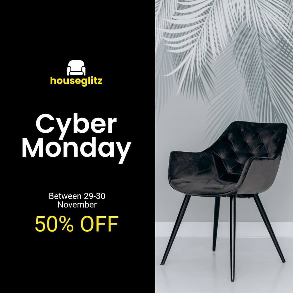 Cyber Monday Black Chair Discounts Facebook Square Post