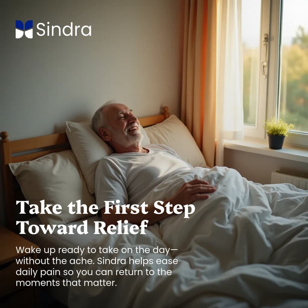 First Step Toward Relief Sindra Animated Facebook Square Post