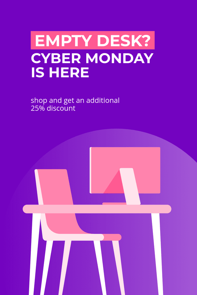 Cyber Monday Empty Desk Discount Pinterest Pin Tall