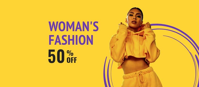 Yellow Purple Woman's Fashion Deal Facebook Cover