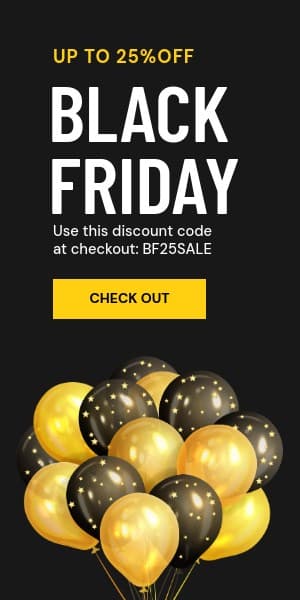 Gold Balloon Black Friday Discount Half Page
