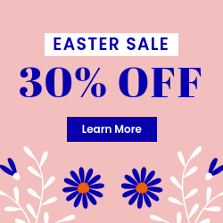 Easter Sale Blue Flower Illustration Square