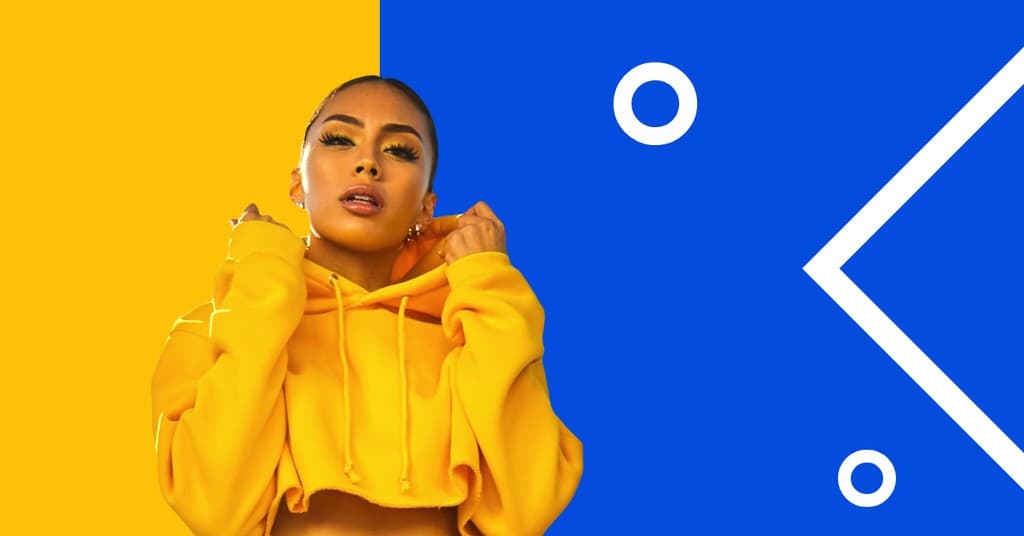 Yellow and Blue Woman Fashion Responsive Landscape Responsive Landscape Art