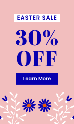 Easter Sale Blue Flower Illustration Vertical Rectangle