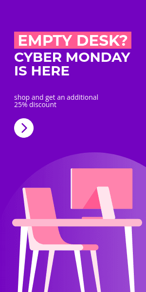 Cyber Monday Empty Desk Discount Half Page