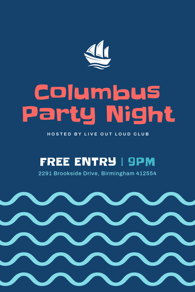 Columbus Day Party Night Waves